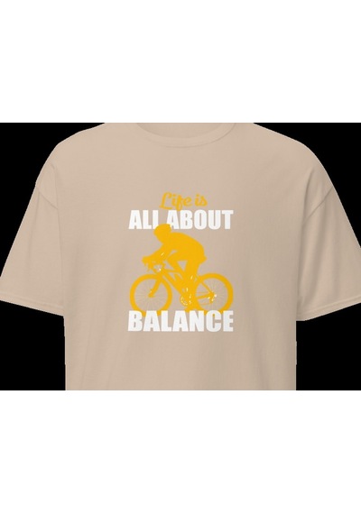 Wildstyle This Is All About Balance Bisiklet Denge Yol Baskılı Unisex Bisiklet Yaka Pamuklu Tişört Camel