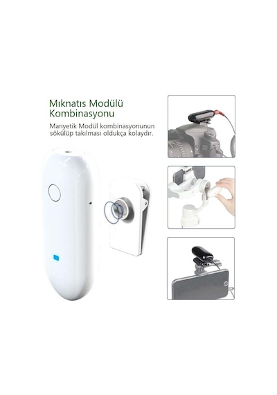 Lensgo 318C Beyaz Kablosuz Tekli Yaka Mikrofonu Seti