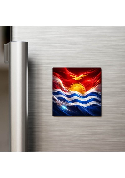 Kiribati Kiribati Abstract Ülke Bayraklı Buzdolap Magneti - 9x9 Cm