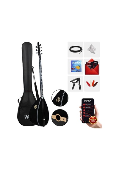Yonka B-145u Uzun Sap Ceviz Ağacı Siyah Kaliteli Gürgen Sap Saz Bağlama Seti