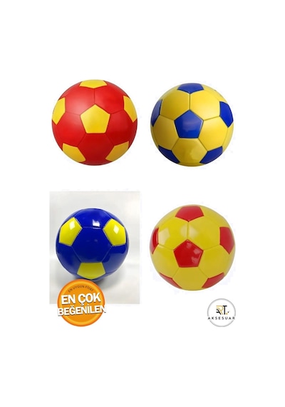 Taraftar Futbol Topu Dikişli 5 No Renkli - Renkli Dikişli Futbol Topu Çok Renkli