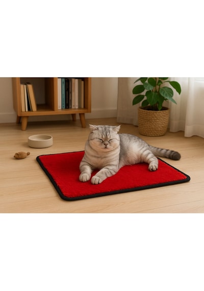 Yumuşak Dokulu Peluş Kedi Halısı 40x40 Cm Kulübe İçi Pofuduk Minder
