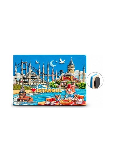 Özel Üretim Hediyelik Hatıra Dekoratif Turistik İstanbul Temalı Polyester Magnet Alk5876