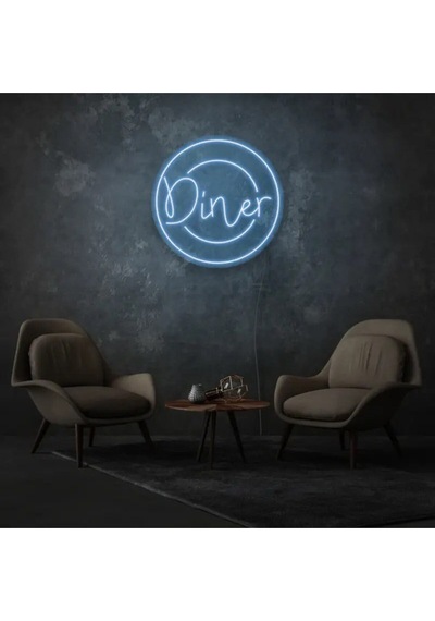 Restoranlara Özel Diner Yazılı Neon Tabela Mavi
