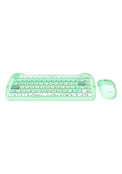 Everest Km-6285 Catty Mını Renkli Tuşlu Yeşil 2.4 Ghz + Bt Kablosuz Q Multimedia Klavye + Mouse