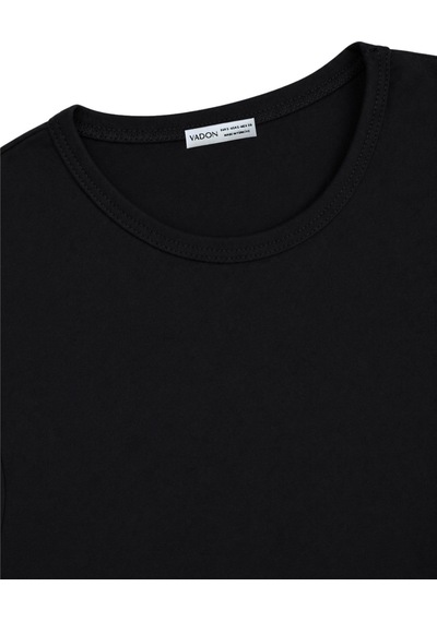 Vadon 1003 Kadın Pamuklu Slim Fit Bisiklet Yaka Yumuşak Dokulu Basic T-shirt Siyah