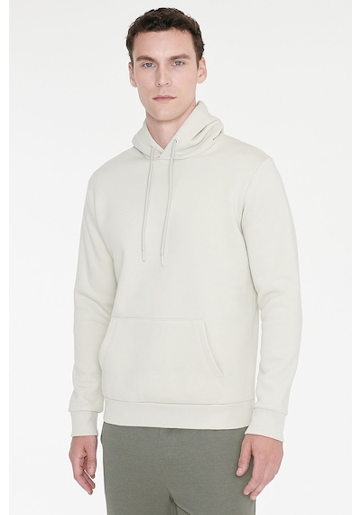 AC&Co / Altınyıldız Classics Erkek Bej Standart Fit Normal Kesim Kapüşonlu Kanguru Cepli Pamuklu Sweatshirt Bej