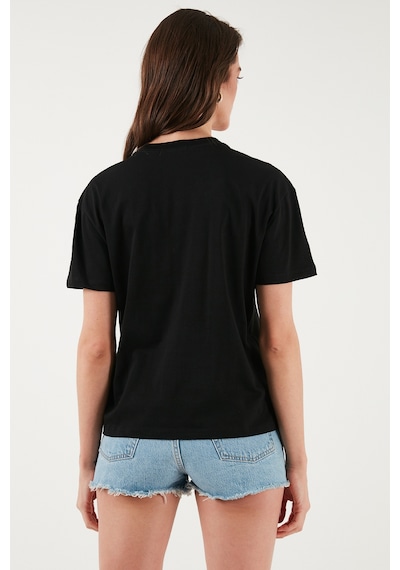 Lela Pamuklu Oversize Fit Bisiklet Yaka Bayan T Shirt 5866097 Siyah