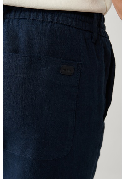 Avva Erkek Lacivert Beli Lastikli Keten Pantolon B003032 Lacivert