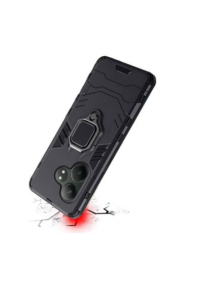 Microcase Realme Gt 6t İle Uyumlu Batman Serisi Yüzük Standlı Armor Kılıf - Siyah Al3349