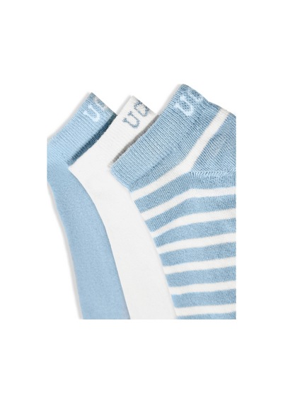 Ucla Lıoren 3'lü Gök Mavisi Kısa Jakarlı Pamuk Standard Fit Unisex Çorap