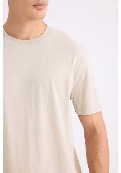 DeFacto %100 Pamuk New Regular Fit Bisiklet Yaka Basic Düz Kısa Kollu Tişört V7699AZ25SPBG170