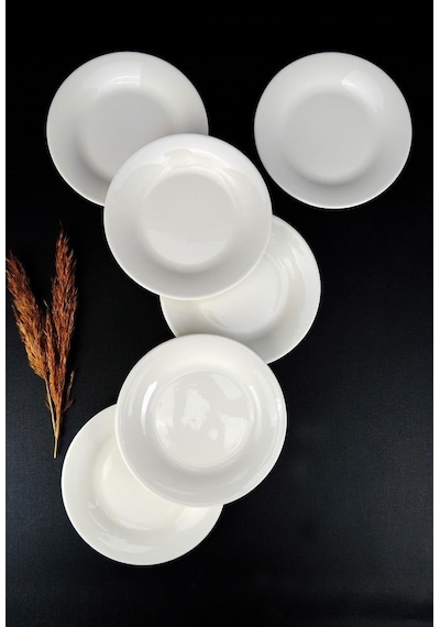 Digithome İstanbul 6 Lı Porselen Pasta Ve Sunum Tabağı Seti 19 Cm Krem - Tl4036327 C320.003