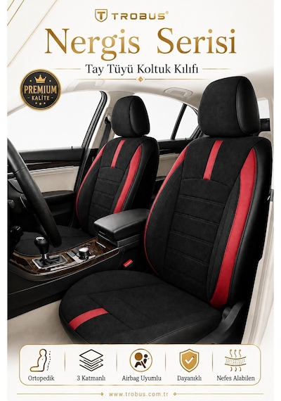 Audi A5 Quattro 2015 2016 2017 2018 2019 Ve Sonrası Uyumlu Kırmızı Nergis Serisi Ortopedik Tay Tüyü Kırmızı