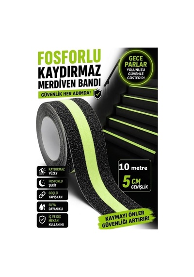 10 Metre Kaymaz Bant, Kaymaz Şeritler,10m X 5 Cm, Kaymaz Yapışkan Bant, Karanlıkta Parlayan Güvenlik Uyarı Bandı, Merdiven, Merdiven Ve Kaygan Zeminler İçin, İç Ve Dış Mekan