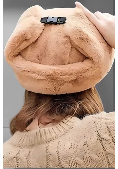 Tezzgelsin Unisex Peluş Kalpak Pilot Şapka Camel