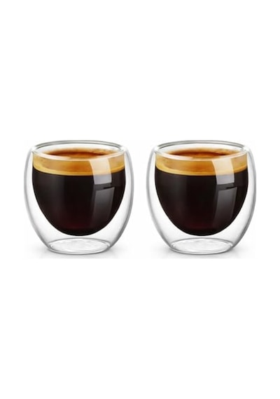 Needd Çift Katmanlı Espresso Cam Bardak Seti 2'li 80 Ml Borosilikat Cam, Isı Yalıtımlı Double Wall Tasarım Es Diğer