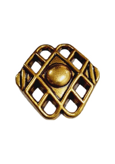 Metal Kulp Kristal Antiksarı Düğme - 4 Adet Sarı