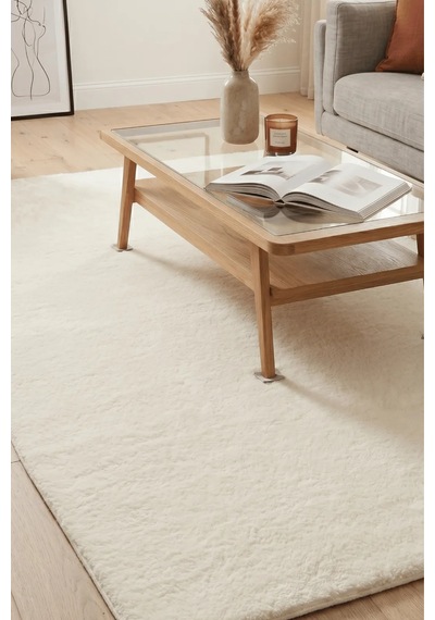 Poly Peluş Halı-krem- Salon-mutfak-antre-oturma Odası-yumuşak-kaymaz Taban-yıkanabilir Modern