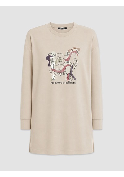 Lcw Everyday Bej Soft Touch Oversize Kadın Sweatshirt Tunik