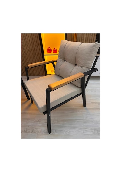 Green Garden Yaren Model, Balkon, Bahçe, Cafe, Metal Koltuk Takımı, Bahçe Takımı , Çay Seti, 2+1+1+sehpa Bej