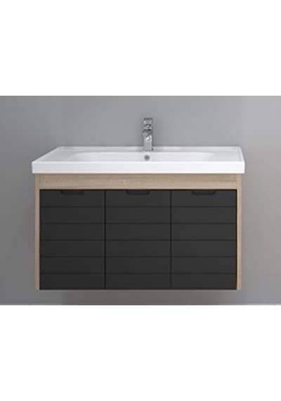 Turkuaz Seramik Frame Etajerli Lavabo 90 x 45CM-Mostar 90 Alt Modül -Siyah Turkuaz Seramik Frame Etajerli Lavabo 90 x 45CM-Mostar 90 Alt Modül -Siyah