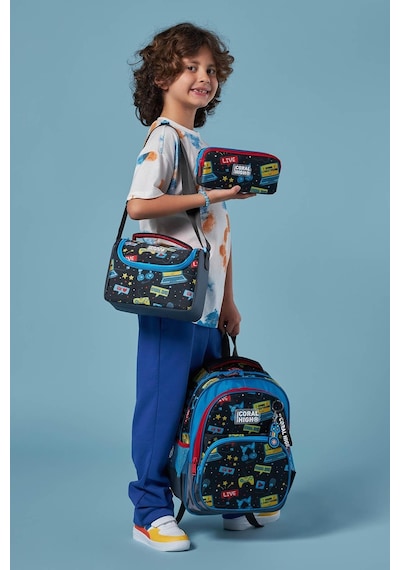 Coral High Kids Siyah Mavi Gamer Desenli 3'lü Okul Çanta Seti Set0123659
