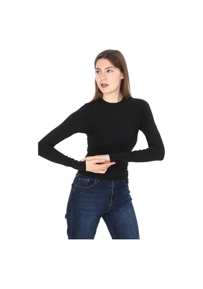Likralı Pamuk Tişört-slim Fit-siyah Siyah