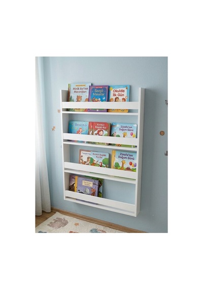 Montessori 4 Raflı Çocuk Odası Kitaplığı Çok Amaçlı Ahşap Duvar Rafı 120x60 Beyaz Beyaz Montessori 4 Raflı Çocuk Odası Kitaplığı Çok Amaçlı Ahşap Duvar Rafı 120x60 Beyaz Beyaz