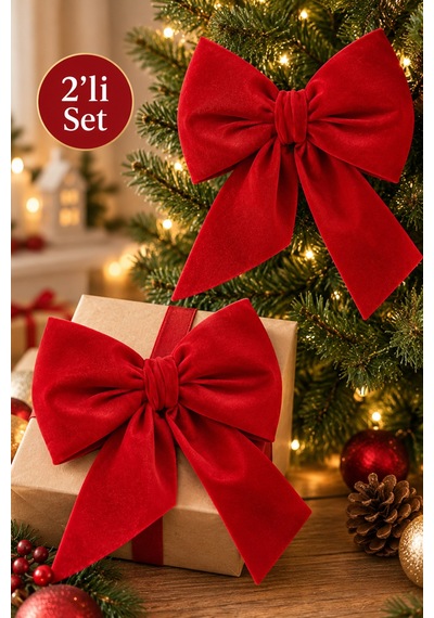 Mini Boy Beyaz Kumaş Fiyonk Yılbaşı Çam Ağacı Süsü Dekoratif Kurdele Noel Ve Yeni Yıl Süsü 16 Cm Kırmızı - 922634591