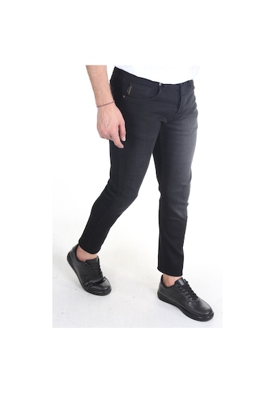 Erkek Füme Düz Slim-fit Likralı Dar Paça Kot Pantolon Füme