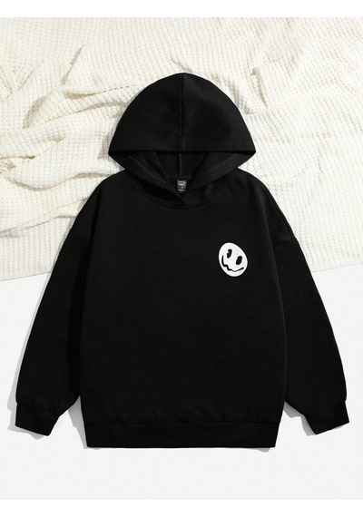 You Must Believe Sweatshirt - Siyah Baskılı Oversize Kapüşonlu Siyah