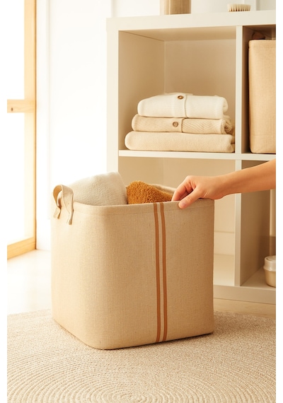 Ocean Home Textile 4'lü Çocuk Odası Sevimli Aslan Jüt Keten Kumaş Sepet Set