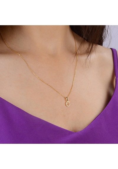 Goldkupe 14 Ayar Altın G Harfi Taşlı Kolye Ucu 0,48 Gr-3449