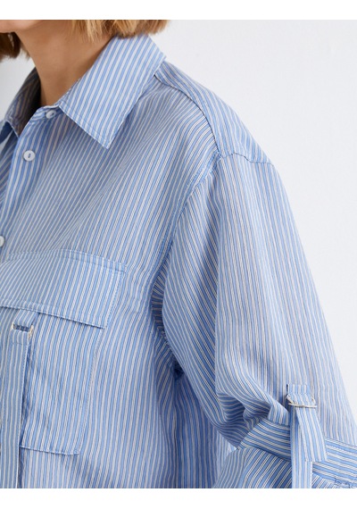 Koton Oversize Kargo Gömlek Viskon Düğmeli Katlamalı Kollu Mavi Çizgili 4sak60298pw Mavi Çizgili Koton Oversize Kargo Gömlek Viskon Düğmeli Katlamalı Kollu Mavi Çizgili 4sak60298pw Mavi Çizgili