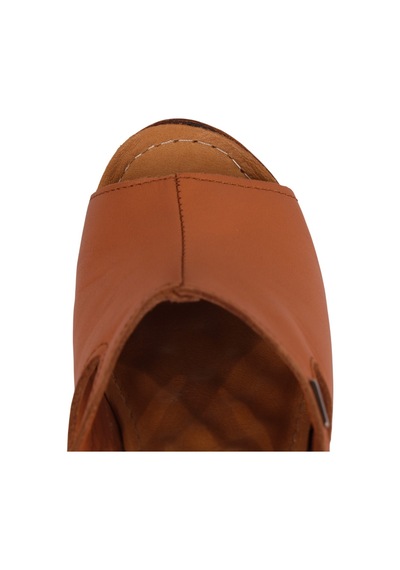 Napa Shoes Ortopedik Konforlu Dolgu Topuk Ayarlanabilir Açık Burun Terlik Napa-1001 Taba