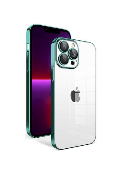 Zeyline Apple Uyumlu iPhone 13 Pro Kamera Korumalı Renkli Çerçeveli Zore Garaj Kapak-koyu Yeşil