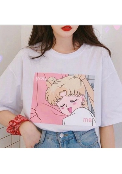 Sailor Moon You Me Beyaz Tişört Beyaz