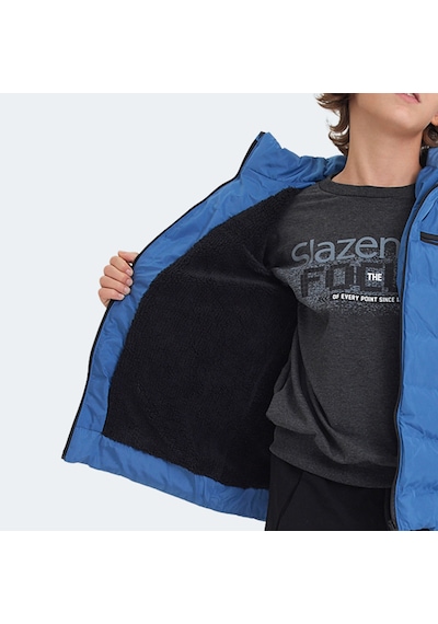 Slazenger CAPTAIN Çocuk Kapüşonlu Şişme Saks Mavi Mont & Kaban