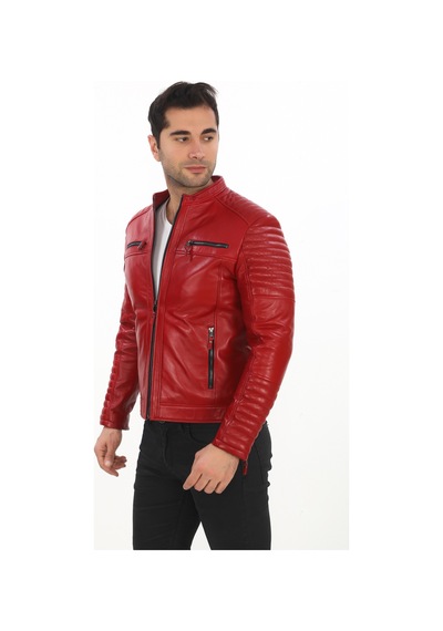 New Zaya Leather Erkek Biker Deri Ceket -