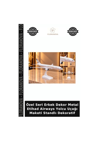 Özel Seri Erkek Dekor Metal Etihad Airways Yolcu Uçağı Maketi Standlı Dekoratif