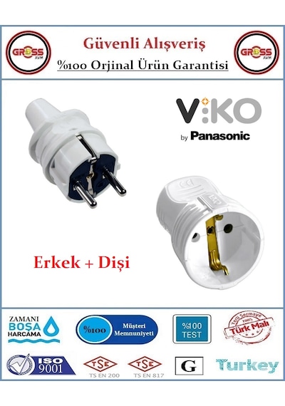 Viko Erkek Fiş + Dişi Fiş - İkisi Bir Arada - Topraklı