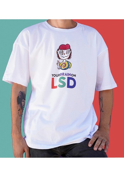 Startmore Psychedelic Lsd Oversize Tişört Beyaz