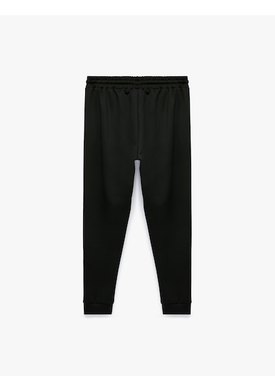Koton Scuba Kumaş Beli Bağcıklı Fermuarlı Cepli Spor Jogger Eşofman Altı Siyah 7wam40020nk