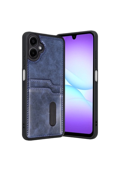 Samsung Galaxy A07 4g Sara Kartvizitli Deri Kılıf - Lacivert 0.2M-Çok Renkli