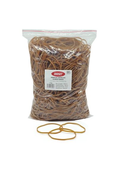 Ekoset 120X3Mm Geniş Kauçuk Paket Ambalaj Kasa Lastiği 1Kg