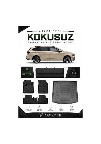 Fiat Egea Stw 2016 Model Aracınıza Özel 4d Karbonlu Kauçuk Paspas Takımı Ve Bagaj Havuzu