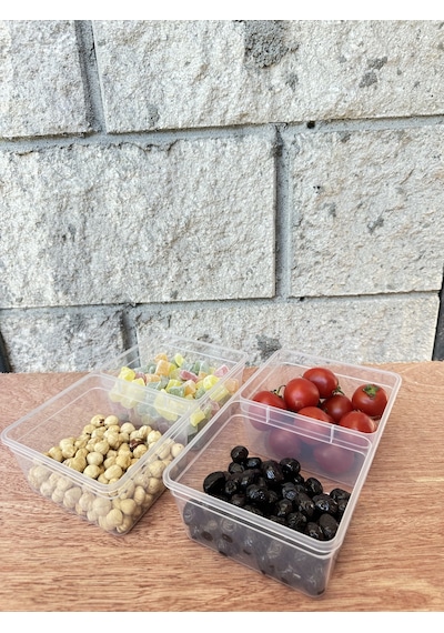 Saklama İki Bölmeli 1.5 L Saklama Kabı 10'lu