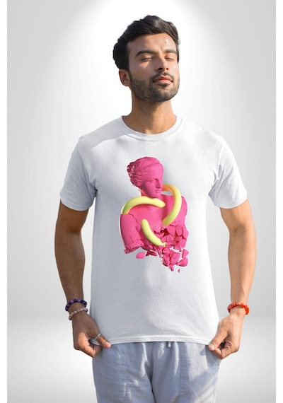 Pop Art Yaratıcı Heykel Pembe Unisex Unisex Beyaz Organik Baskılı T-shirt Penye Yüksek Kalite Beyaz Pop Art Yaratıcı Heykel Pembe Unisex Unisex Beyaz Organik Baskılı T-shirt Penye Yüksek Kalite Beyaz