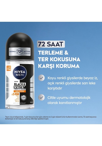 Nıvea Men Black & White Invisible Güçlü Etki Erkek Roll-on 50 Ml X 4 Adet